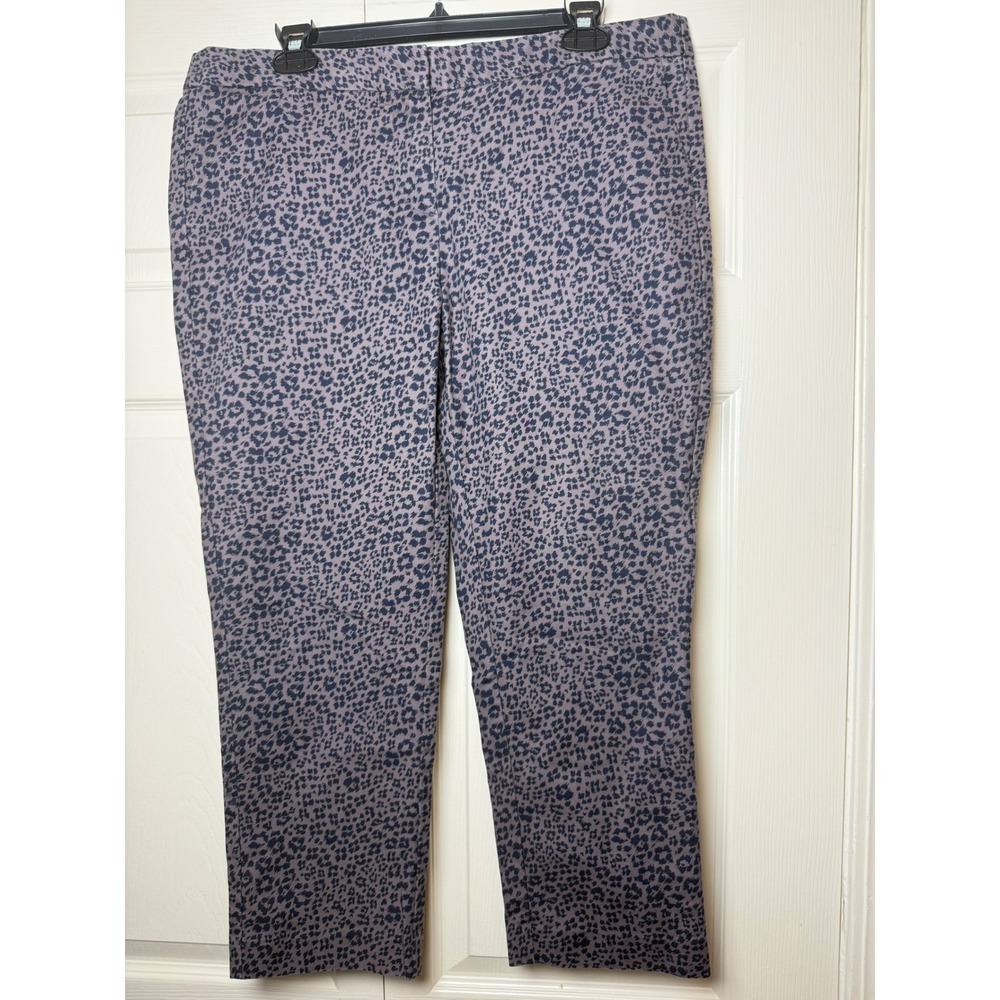 Boden Richmond 7/8 Crop Pants Womens 12R Purple‎ Navy Leopard Animal Print